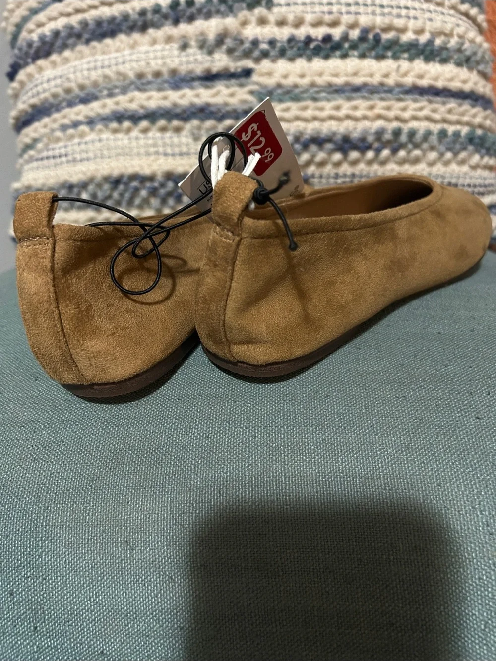 H&M Suede Slip-On Flats in Tan